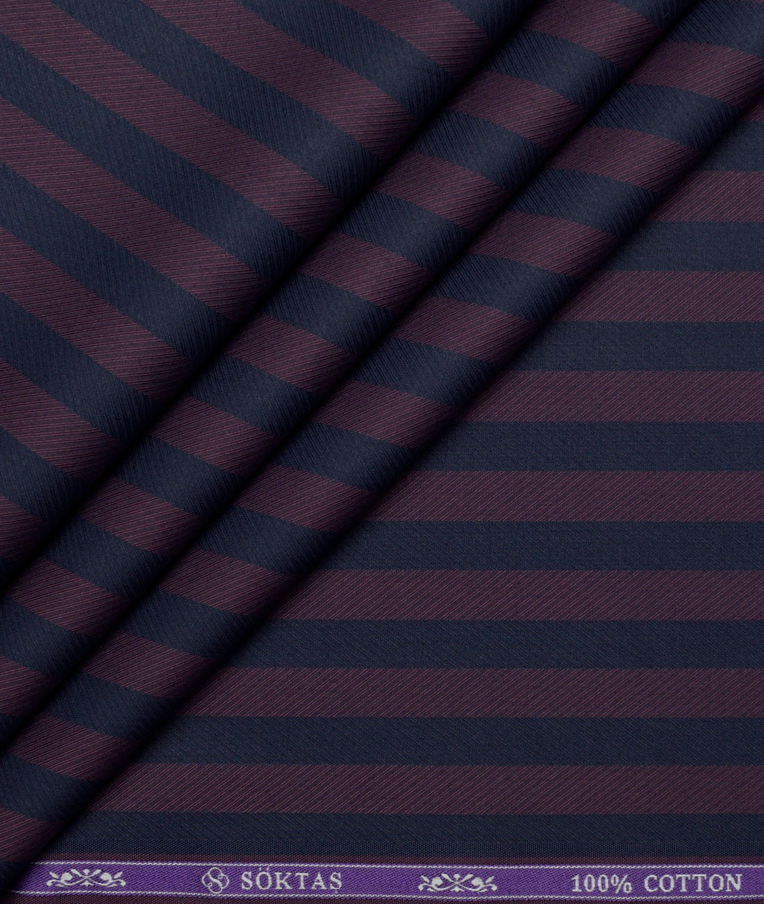Soktas Giza Cotton Striped Shirting Fabric (Blue & Wine) Soktas Giza Cotton Striped Shirting Fabric (Blue & Wine)