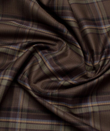 Soktas  Giza Cotton Checks Shirting Fabric (Brown)