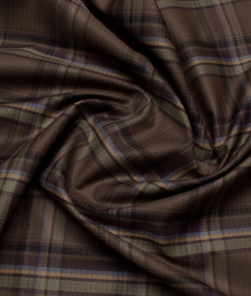 Soktas  Giza Cotton Checks Shirting Fabric (Brown)