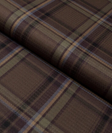 Soktas  Giza Cotton Checks Shirting Fabric (Brown)