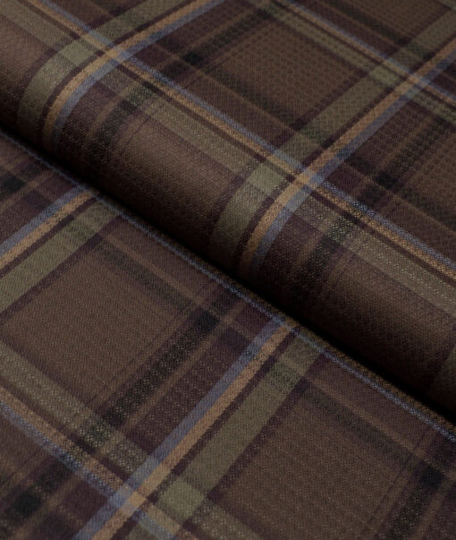 Soktas  Giza Cotton Checks Shirting Fabric (Brown)