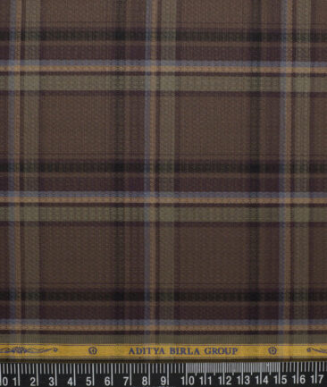 Soktas  Giza Cotton Checks Shirting Fabric (Brown)