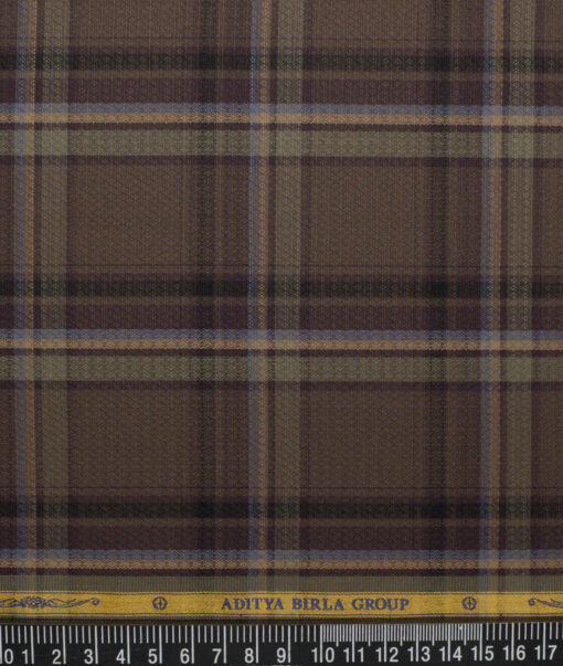 Soktas  Giza Cotton Checks Shirting Fabric (Brown)