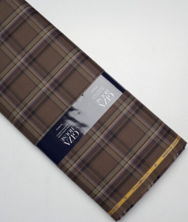 Soktas  Giza Cotton Checks Shirting Fabric (Brown)