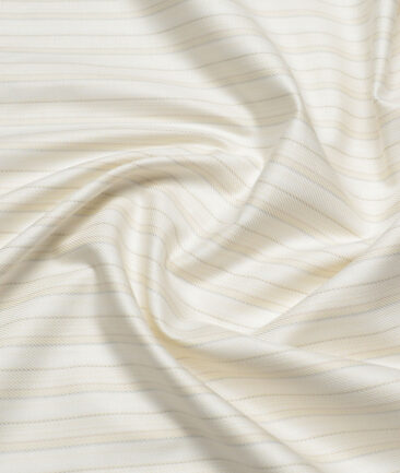 Soktas  Giza Cotton Striped Shirting Fabric (Cream & Beige)