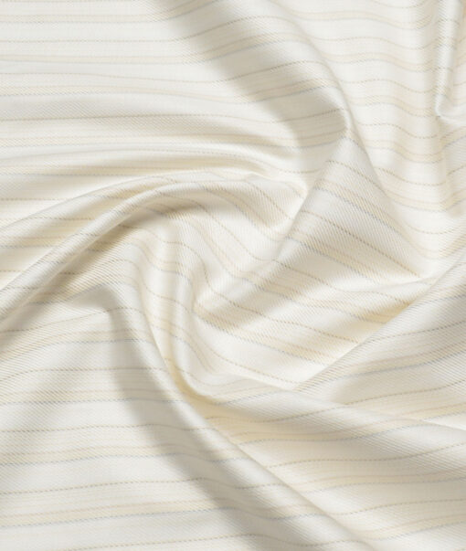 Soktas  Giza Cotton Striped Shirting Fabric (Cream & Beige)