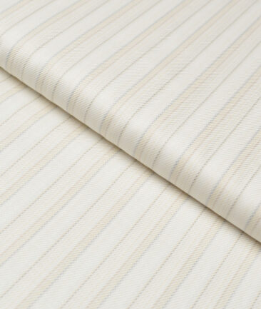 Soktas  Giza Cotton Striped Shirting Fabric (Cream & Beige)