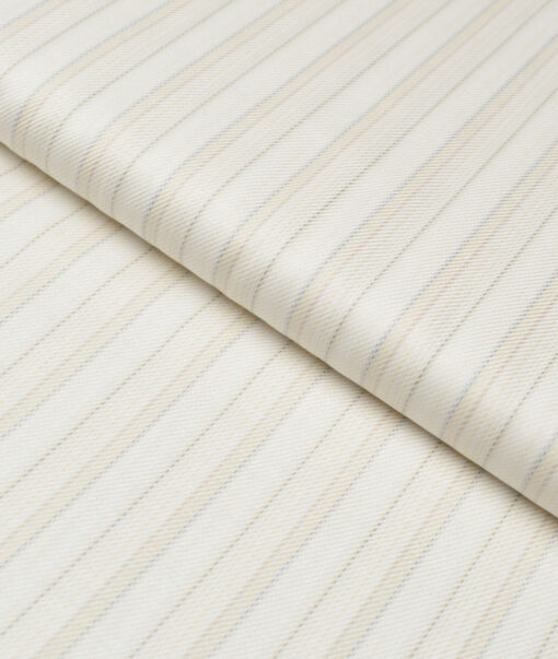 Soktas  Giza Cotton Striped Shirting Fabric (Cream & Beige)