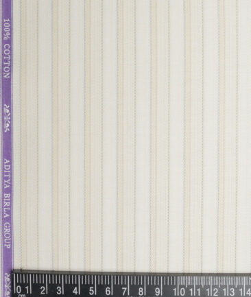 Soktas  Giza Cotton Striped Shirting Fabric (Cream & Beige)