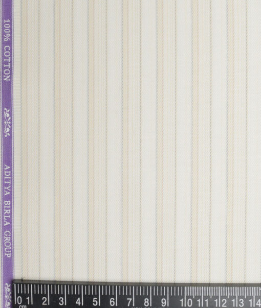 Soktas  Giza Cotton Striped Shirting Fabric (Cream & Beige)