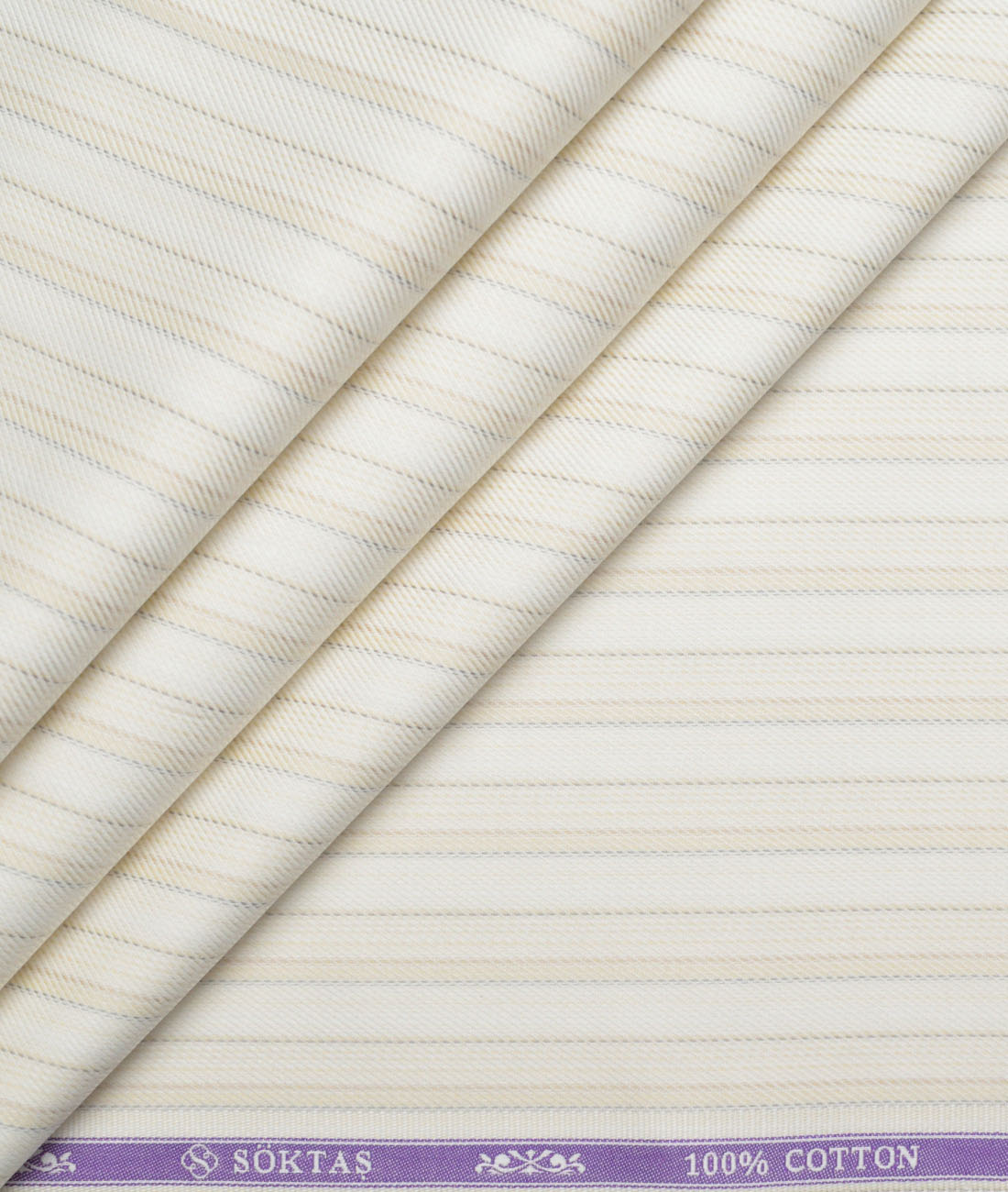 Soktas Giza Cotton Striped Shirting Fabric (Cream & Beige) Soktas Giza Cotton Striped Shirting Fabric (Cream & Beige)
