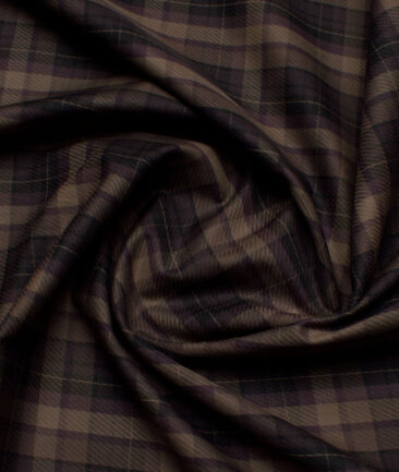 Soktas  Giza Cotton Checks Shirting Fabric (Dark Brown)