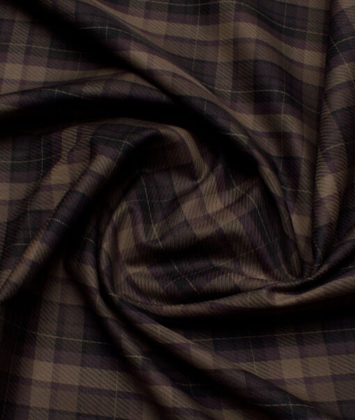 Soktas  Giza Cotton Checks Shirting Fabric (Dark Brown)