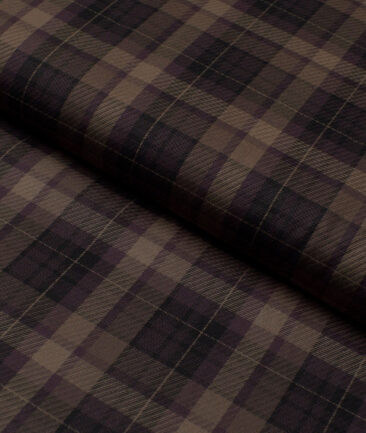 Soktas  Giza Cotton Checks Shirting Fabric (Dark Brown)