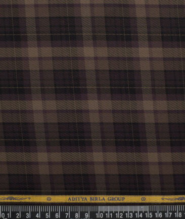 Soktas  Giza Cotton Checks Shirting Fabric (Dark Brown)