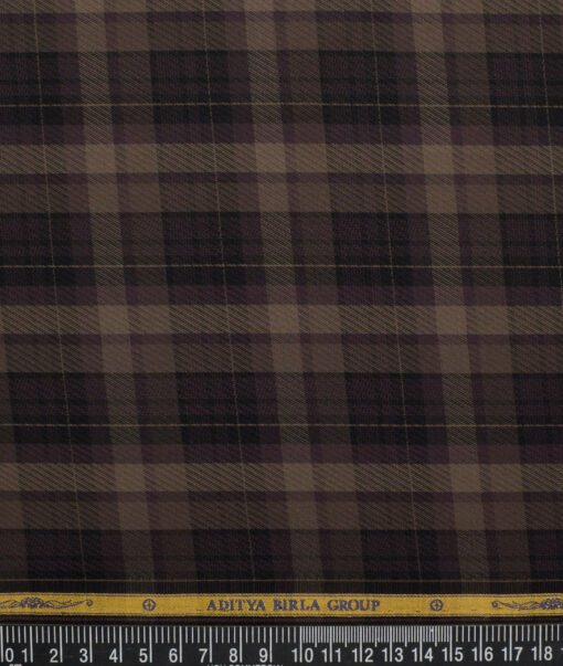 Soktas  Giza Cotton Checks Shirting Fabric (Dark Brown)