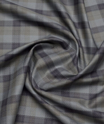 Soktas  Giza Cotton Checks Shirting Fabric (Grey)