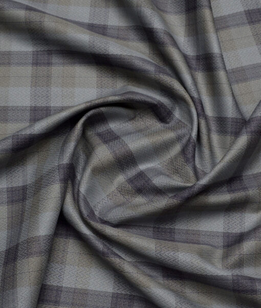 Soktas  Giza Cotton Checks Shirting Fabric (Grey)