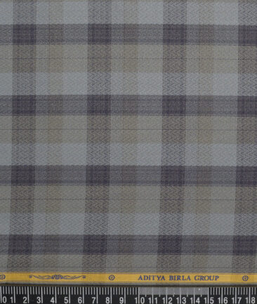Soktas  Giza Cotton Checks Shirting Fabric (Grey)