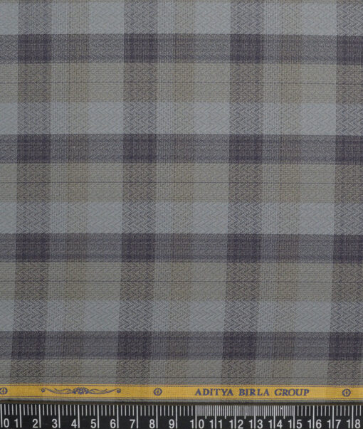 Soktas  Giza Cotton Checks Shirting Fabric (Grey)