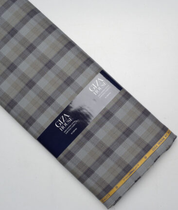 Soktas  Giza Cotton Checks Shirting Fabric (Grey)