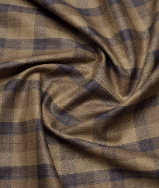 Soktas  Giza Cotton Checks Shirting Fabric (Light Brown)