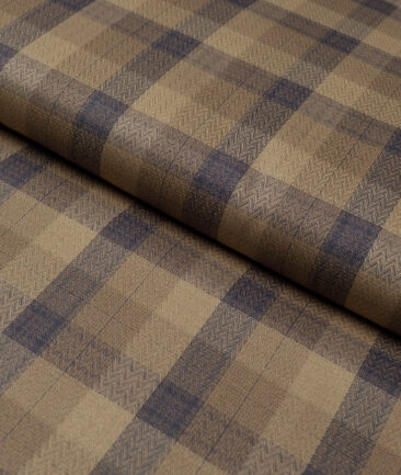 Soktas  Giza Cotton Checks Shirting Fabric (Light Brown)