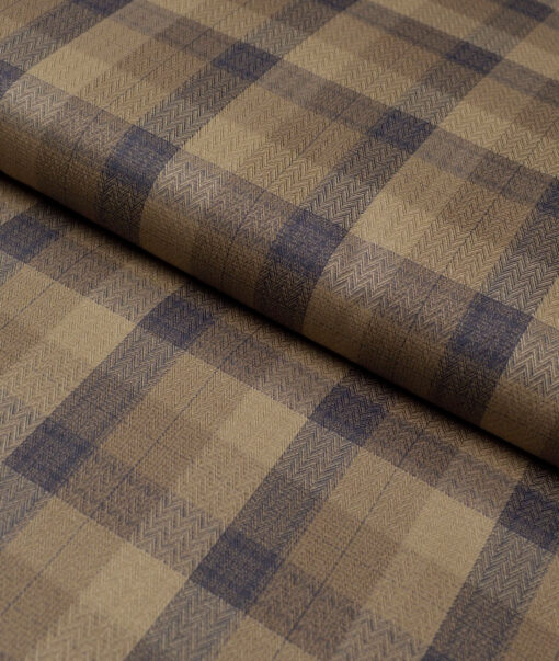 Soktas  Giza Cotton Checks Shirting Fabric (Light Brown)