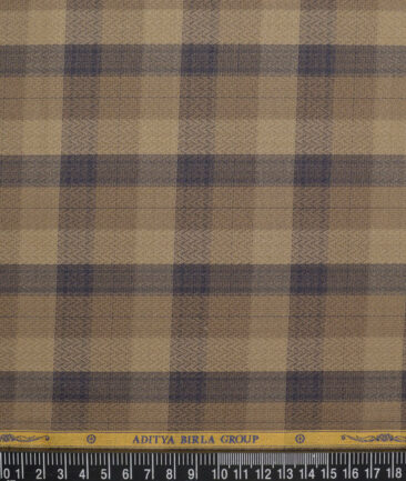 Soktas  Giza Cotton Checks Shirting Fabric (Light Brown)