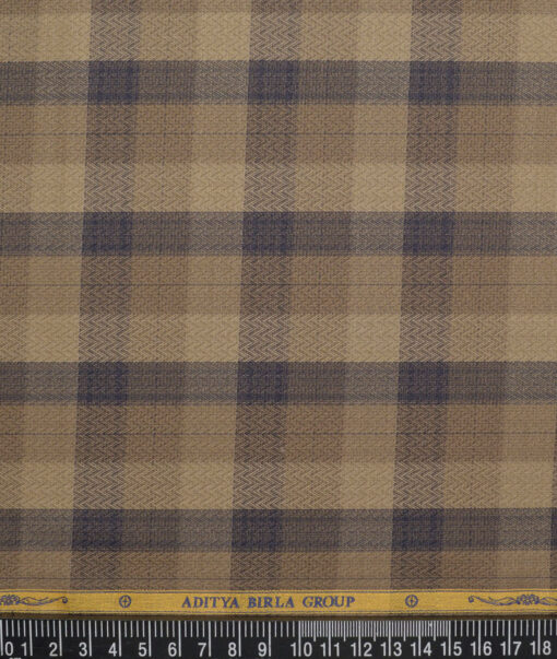 Soktas  Giza Cotton Checks Shirting Fabric (Light Brown)