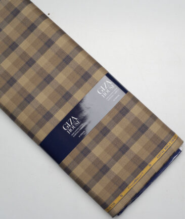 Soktas  Giza Cotton Checks Shirting Fabric (Light Brown)