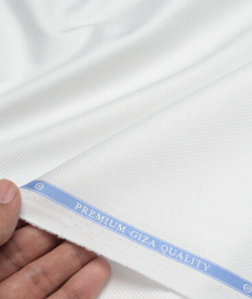 Soktas  Giza Cotton Royal Oxford Structured Shirting Fabric (White)