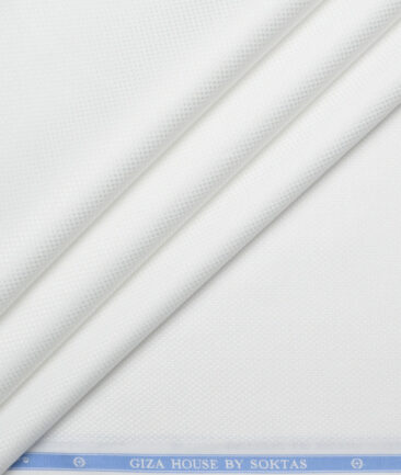 Soktas  Giza Cotton Royal Oxford Structured Shirting Fabric (White)