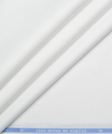 Soktas  Giza Cotton Royal Oxford Structured Shirting Fabric (White)