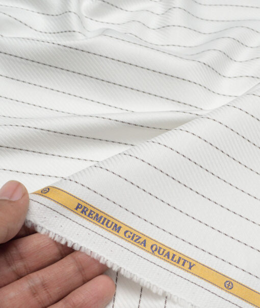 Soktas  Giza Cotton Striped Shirting Fabric (White & Black)