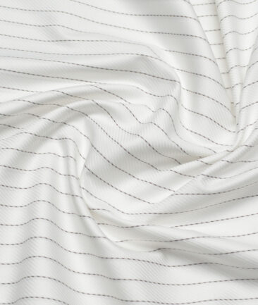 Soktas  Giza Cotton Striped Shirting Fabric (White & Black)