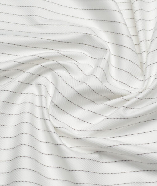 Soktas  Giza Cotton Striped Shirting Fabric (White & Black)