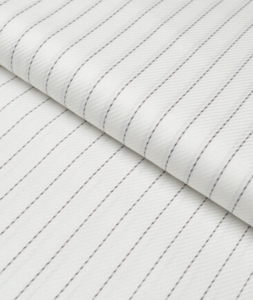 Soktas  Giza Cotton Striped Shirting Fabric (White & Black)