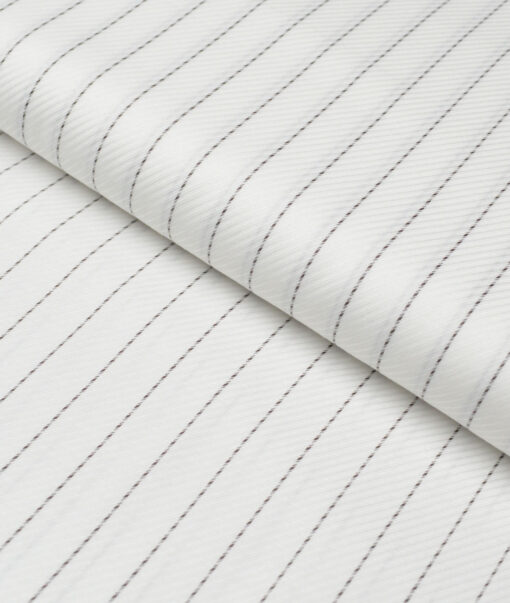 Soktas  Giza Cotton Striped Shirting Fabric (White & Black)