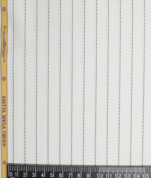 Soktas  Giza Cotton Striped Shirting Fabric (White & Black)