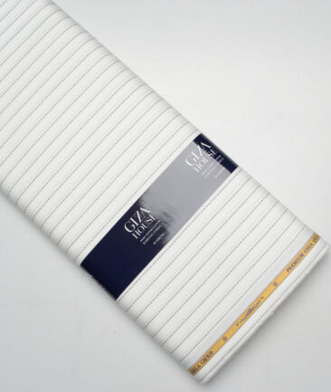 Soktas  Giza Cotton Striped Shirting Fabric (White & Black)