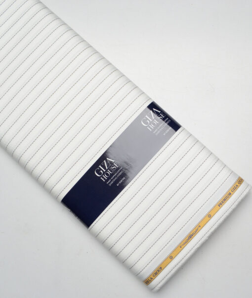 Soktas  Giza Cotton Striped Shirting Fabric (White & Black)