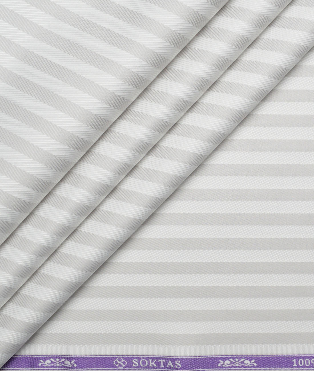 Soktas Giza Cotton Striped Shirting Fabric (White & Light Grey) Soktas Giza Cotton Striped Shirting Fabric (White & Light Grey)