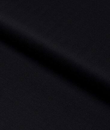 Soktas 2 Ply 100's Giza Cotton Herringbone Striped Shirting Fabric (Black)