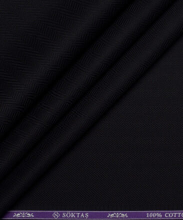 Soktas 2 Ply 100's Giza Cotton Herringbone Striped Shirting Fabric (Black)