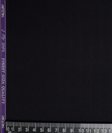 Soktas 2 Ply 100's Giza Cotton Herringbone Striped Shirting Fabric (Black)