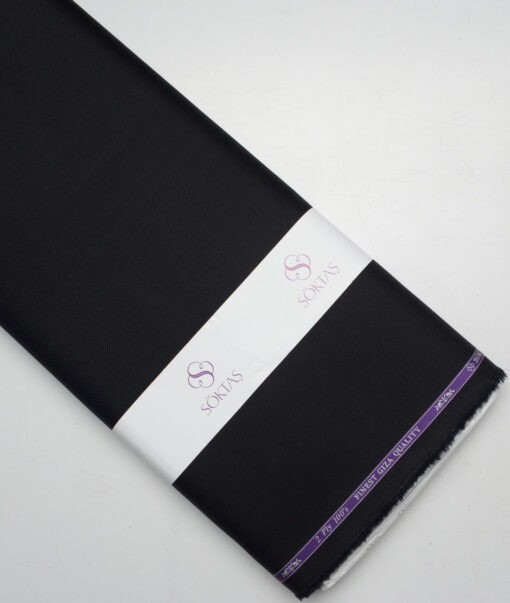 Soktas 2 Ply 100's Giza Cotton Herringbone Striped Shirting Fabric (Black)