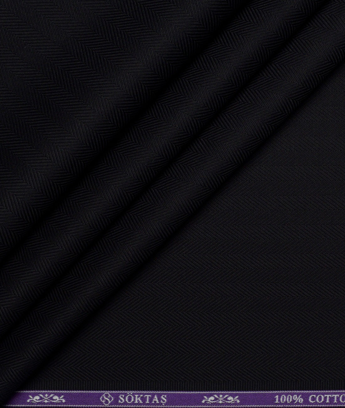 Soktas 2 Ply 100's Giza Cotton Herringbone Striped Shirting Fabric (Black) Soktas 2 Ply 100's Giza Cotton Herringbone Striped Shirting Fabric (Black)