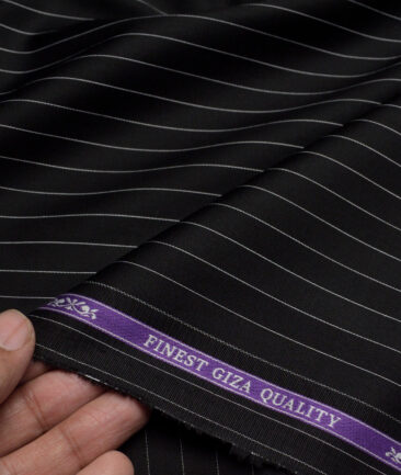 Soktas  Giza Cotton Striped Shirting Fabric (Black)