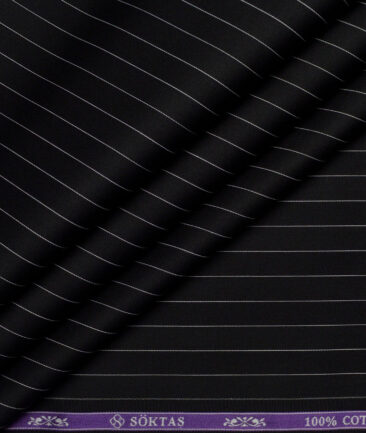 Soktas  Giza Cotton Striped Shirting Fabric (Black)